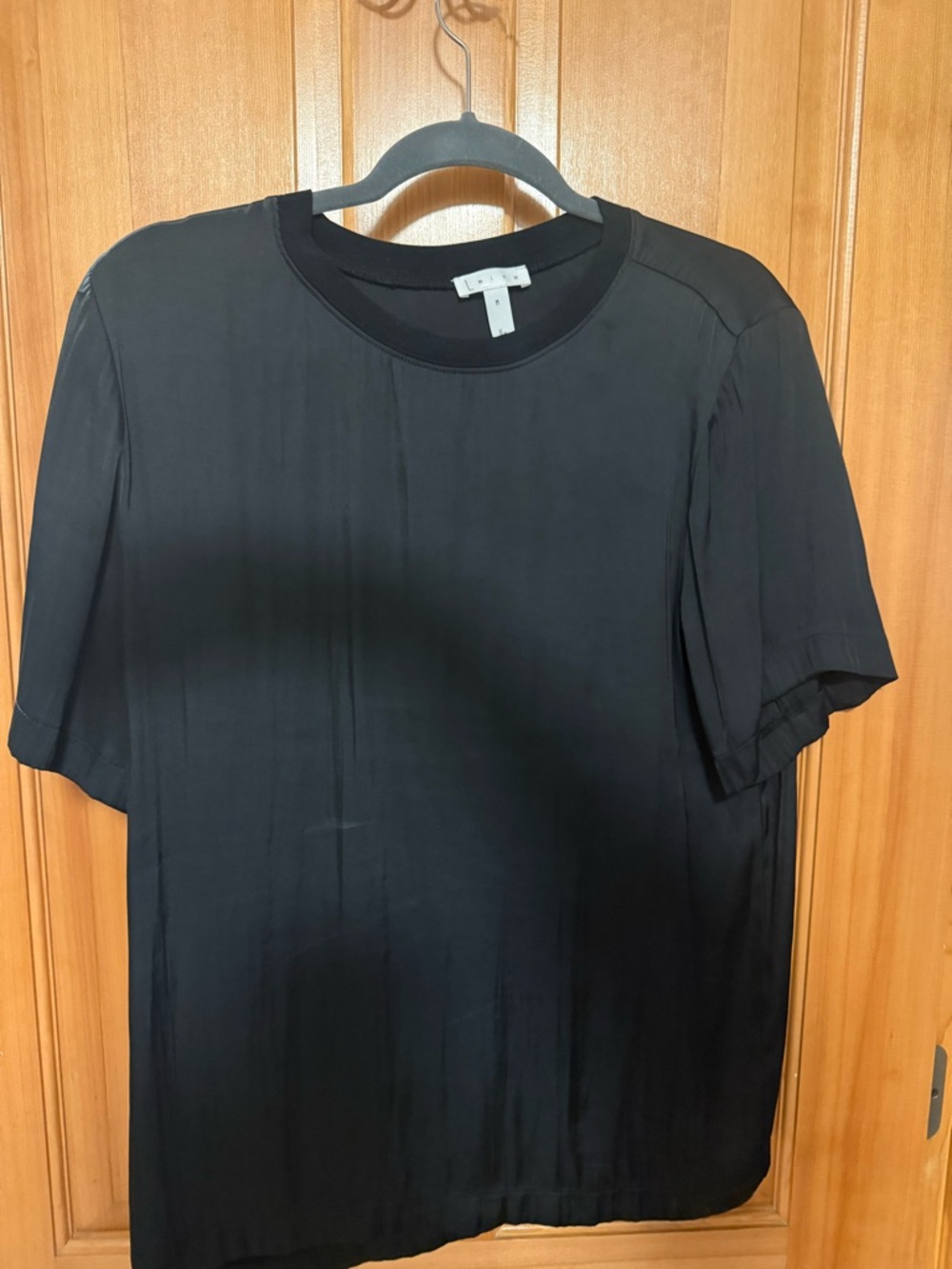 Leith Black Short Sleeve Crewneck Tee - Smooth Silk-Look